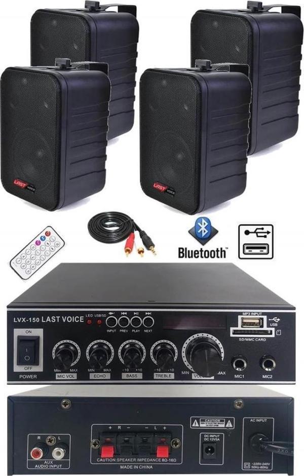 Lastvoice Ekonomi Wall Paket-4B Amfi ve Duvar Hoparlörü Seti (1 AMFİ + 4 HOPARLÖR) - Image 1