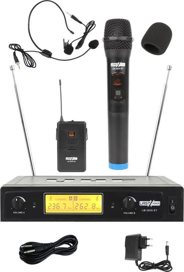 Lastvoice Lm-202EH Çiftli Telsiz Kablosuz EL ve Headset Mikrofon - Image 1