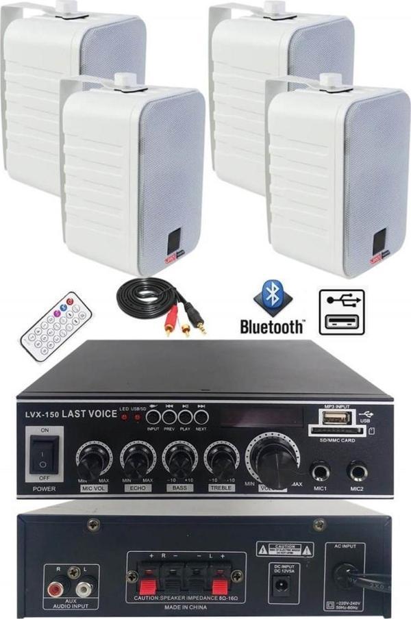 Lastvoice Ekonomi Wall Paket-4W Amfi ve Duvar Hoparlörü Seti (1 AMFİ + 4 HOPARLÖR) - Image 1