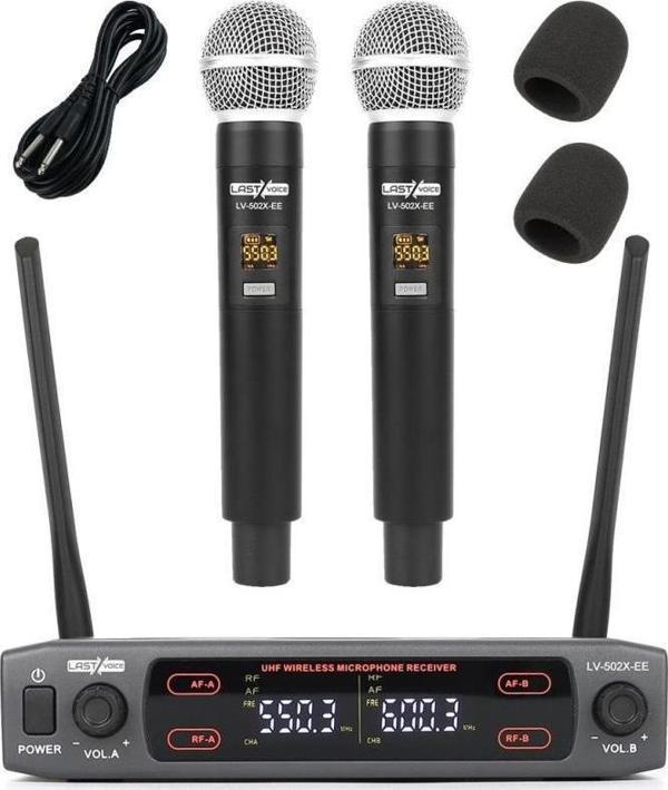 Lastvoice Lv-502EE UHF Dijital 2x30 Kanal Çiftli EL Telsiz Kablosuz Mikrofon - Image 1