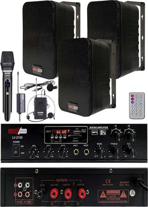 Lastvoice Hoparlör ve Amfi Mağaza Ses Sistemi Soft Black Plus Paket-2 - Image 1