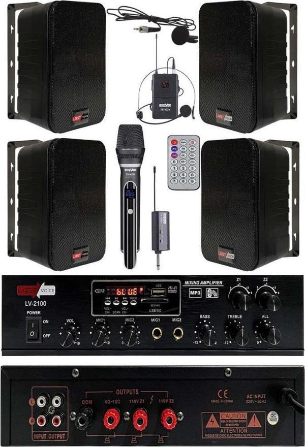 Lastvoice Hoparlör ve Amfi Mağaza Ses Sistemi Soft Black Plus Paket-3 - Image 1