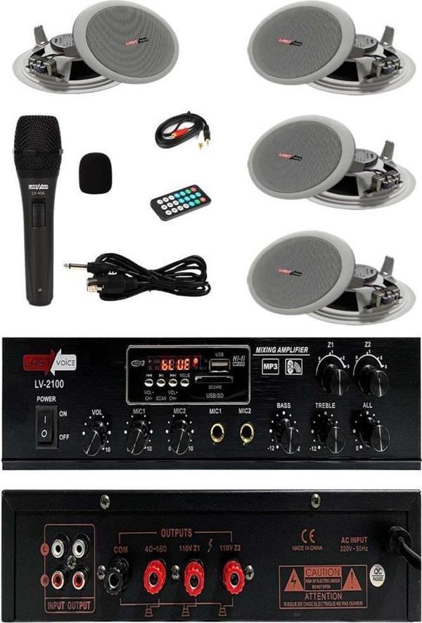 Lastvoice Medium-2 Tavan Hoparlör ve Amfi Ses Sistemi Paketi - Image 1