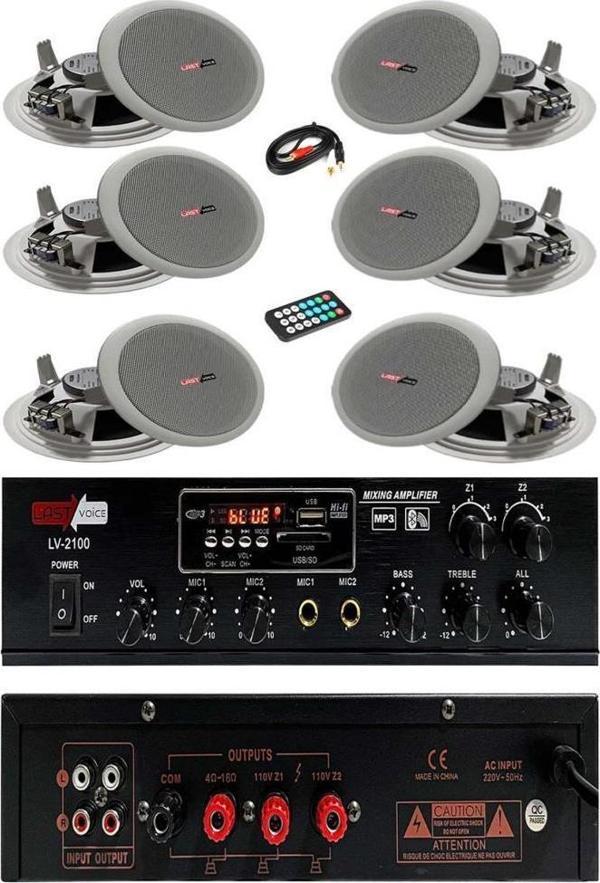 Lastvoice Middle Paket-2 Tavan Hoparlörü ve Amfi Ses Sistemi (AMFİ + 6 HOPARLÖR) - Image 1