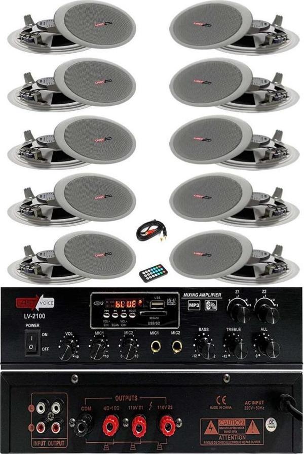 Lastvoice Middle Paket-4 Tavan Hoparlörü ve Amfi Ses Sistemi (AMFİ + 10 HOPARLÖR) - Image 1