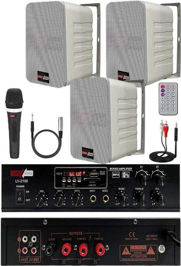 Lastvoice Soft Paket-2 Hoparlör Amfi Mikrofon Mağaza Ses Sistemi Seti - Image 1