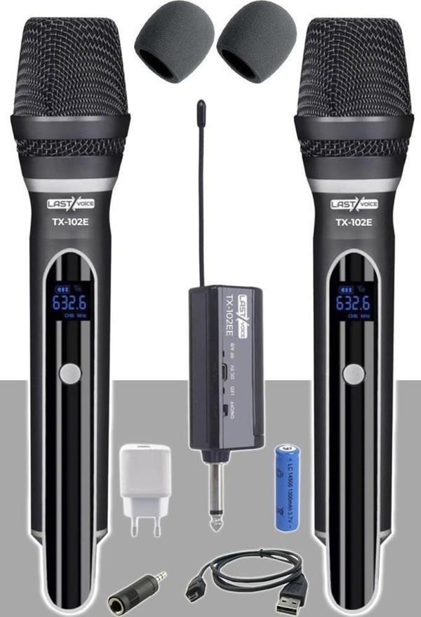 Lastvoice Tx-102E Çok Amaçlı Uhf Telsiz Kablosuz Çiftli EL Mikrofon - Image 1