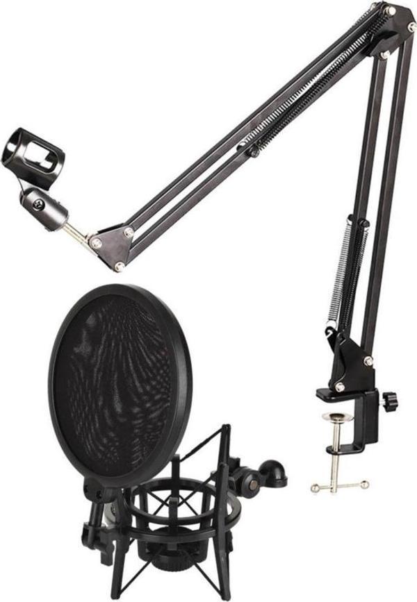 NB39 Masa Mikrofon Standı (Sehpa) + Sh-101 Pop Filtre ve Shock Mount Set - Image 1