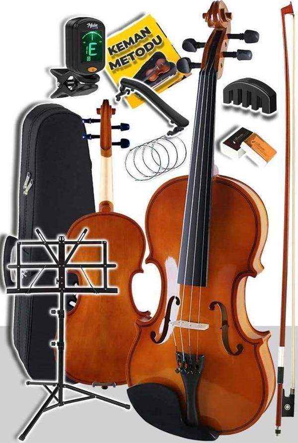Midex CVL-744-NTYS Profesyonel 4/4 Full Keman Seti (Yastık Nota Sehpası Tuner Susturucu Reçine Çanta Tel Yay) - Image 1