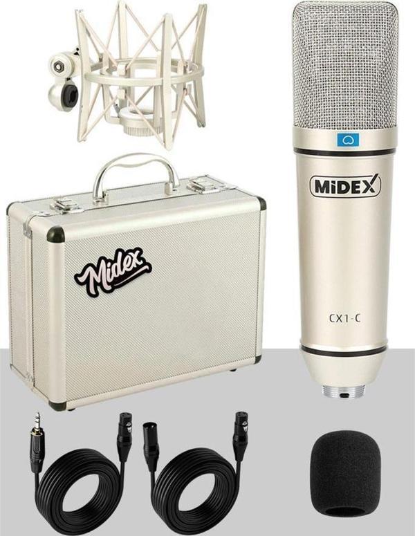 Midex CX1 Profesyonel Condenser Stüdyo Ses Kayıt Mikrofon Seti Hardcase ile Full Set - Image 1