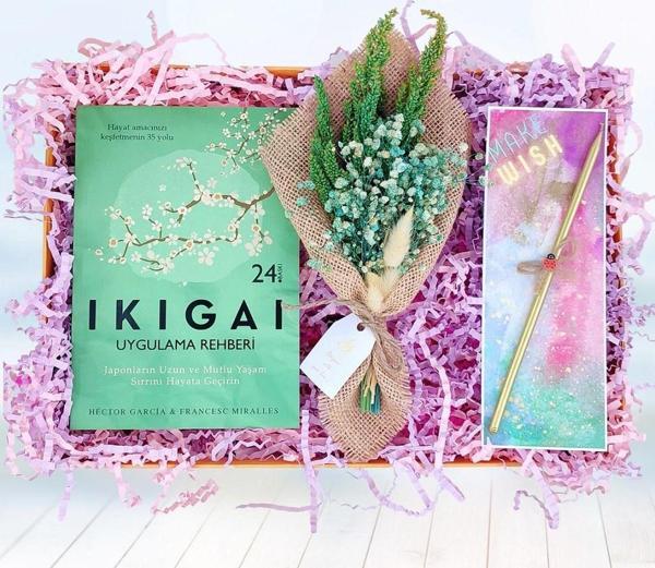 Doğum Günü Hediye Seti, Ikıgaı, Tasarım Buket, Make Wish Tasarımlı Mum - Image 1