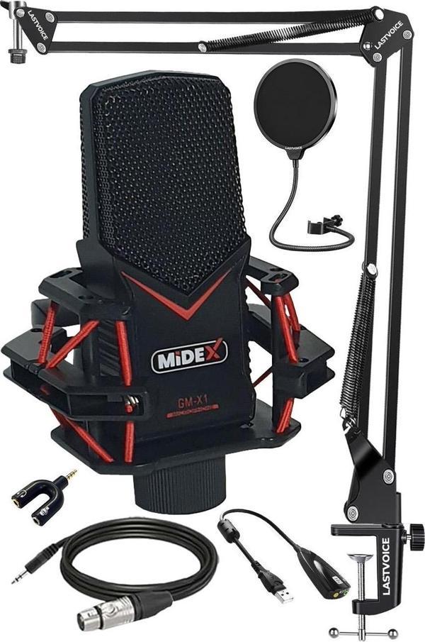 Midex GMX-1ST Condenser Stüdyo Mikrofonu PC ve Telefon (Stand ve Filtreli) - Image 1