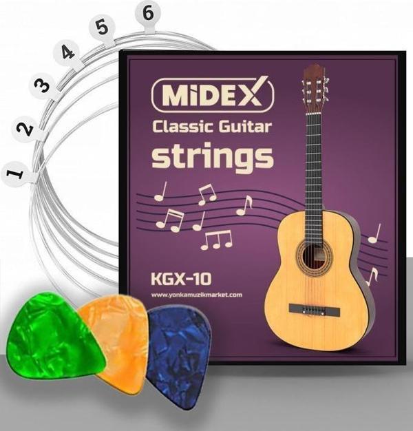 Midex KGX-10 Klasik Gitar Teli Takımı ve Pena Seti - Image 1
