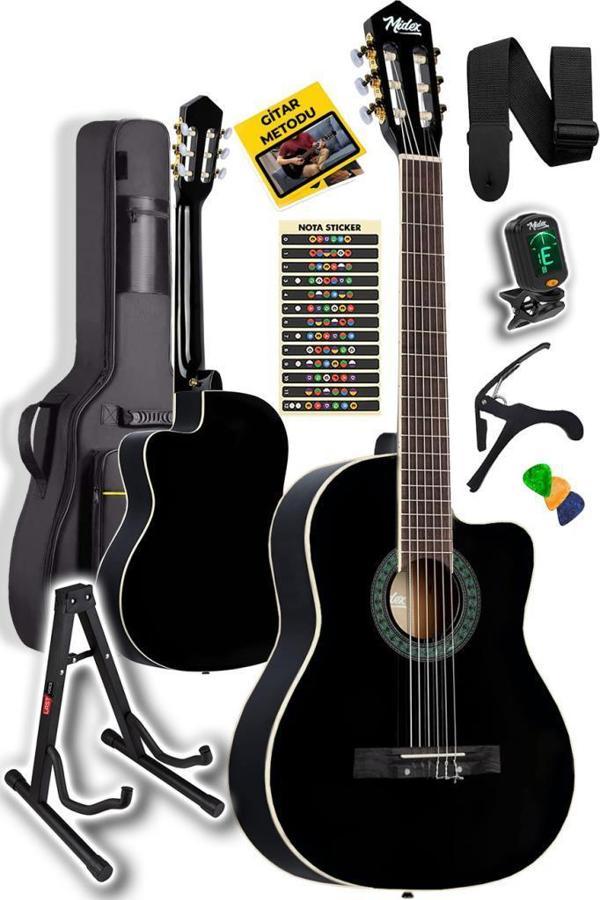 Midex MGX-100BK-ST Üst Seviye Klasik Gitar 4/4 Sap Ayarlı (Çanta Stand Tuner Capo Askı Metod Pena) - Image 1