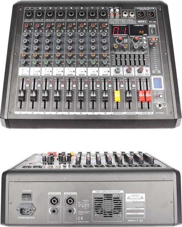 Midex MPX-1200P Power Mikser Amfi 8 Kanal 2x600W Dijital Efekt Bt EQ Usb - Image 1