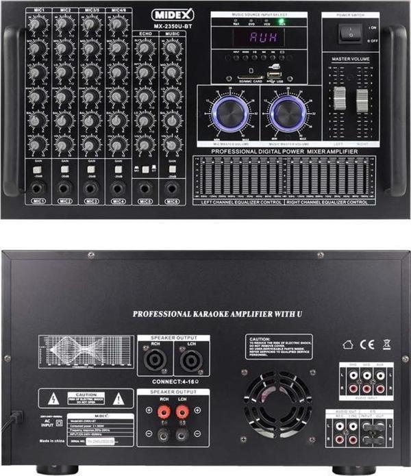 Midex Mx-2350U Ekolayzer'lı Stereo Power Mikser Amfi 2x350 Watt 4-16 Ohm - Image 1