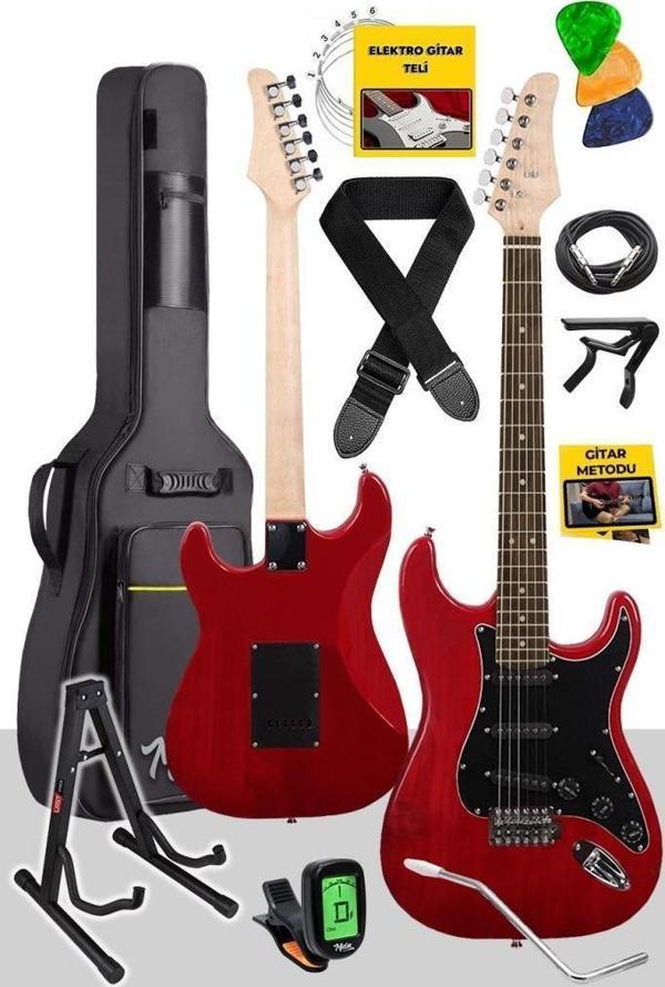 Midex RPH30RDST RED Profesyonel Elektro Gitar (Stand Çanta Askı Capo Tuner Pena Kablo Yedek Tel) - Image 1