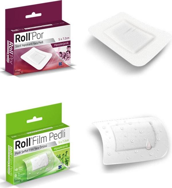 Roll Por 5 cm x 7.2 cm Yara Pedi 50 Adet + Film Pedli 5 cm x 7.2 cm Yara Örtüsü Su Geçirmez 50 Adet - Image 1