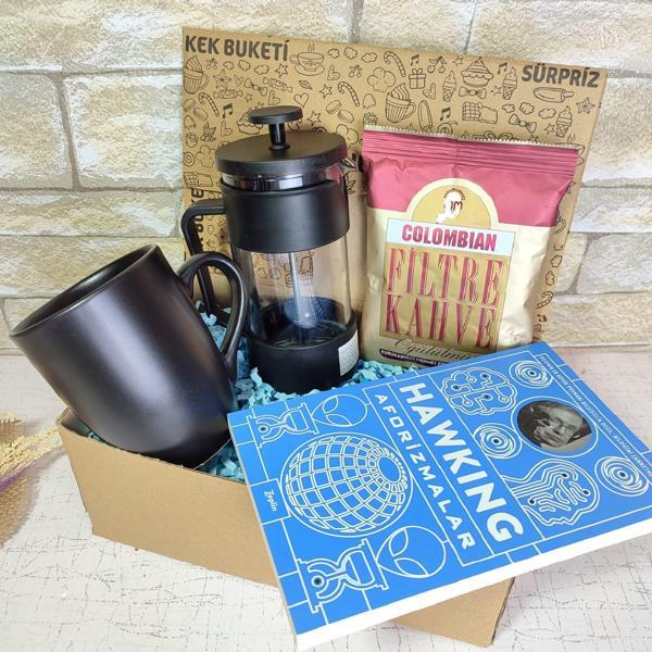 Hawking-Aforizmalar Kitabı, Mug Kupa, French Press, Colombian Filtre Kahve Hediye Kutusu - Image 1