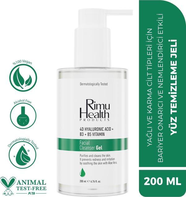 Rimu Health Products Yağlı Ve Karma Cilt Tipleri İçin Bariyer Onarıcı Nemlendirici Etkili Yüz Temizleme Jeli 200 ml - Image 1