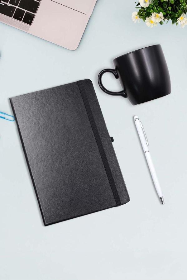 Trendmiya Siyah Defter & Beyaz Touch Pen & Siyah Mat Kupa Hediye Seti - Image 1