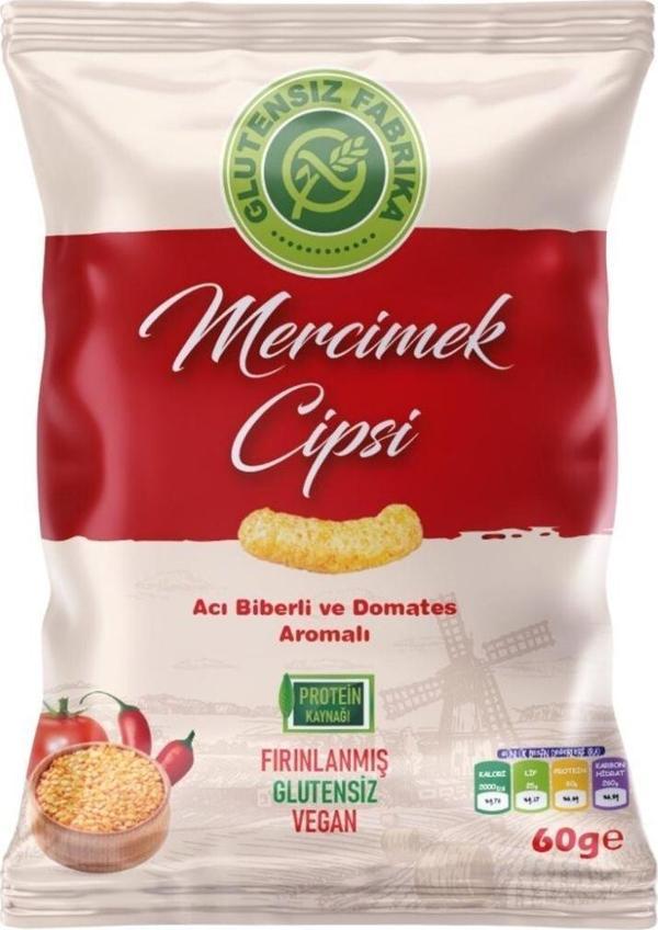 Glutensiz Fabrika ACI BİBERLİ VE DOMATES AROMALI MERCİMEK CİPSİ 3 PAKET (60 GRAM) - Image 1