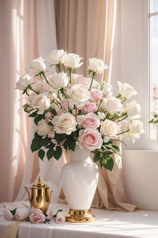 Lilyhobbyland Renkli Baskılı Sayılarla Boyama Hobi Seti (Çerçeveli) 50X65 Cm: Beyaz Güller 2 - Image 1