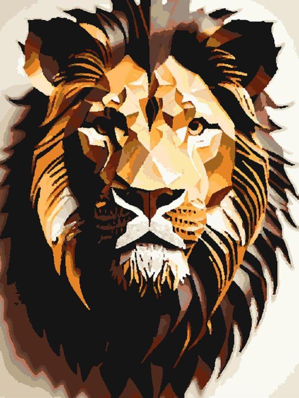 Lilyhobbyland Renkli Baskılı Sayılarla Boyama Hobi Seti (Çerçeveli-Büyük Boy) 80X100 Cm: Lider Aslan - Image 1