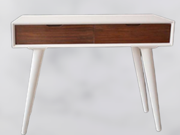 Dresuar 12914 Torna Retro Ahşap Kayın ayak MDF tabla Beyaz-CEVİZ uyum El Yapım - Image 1