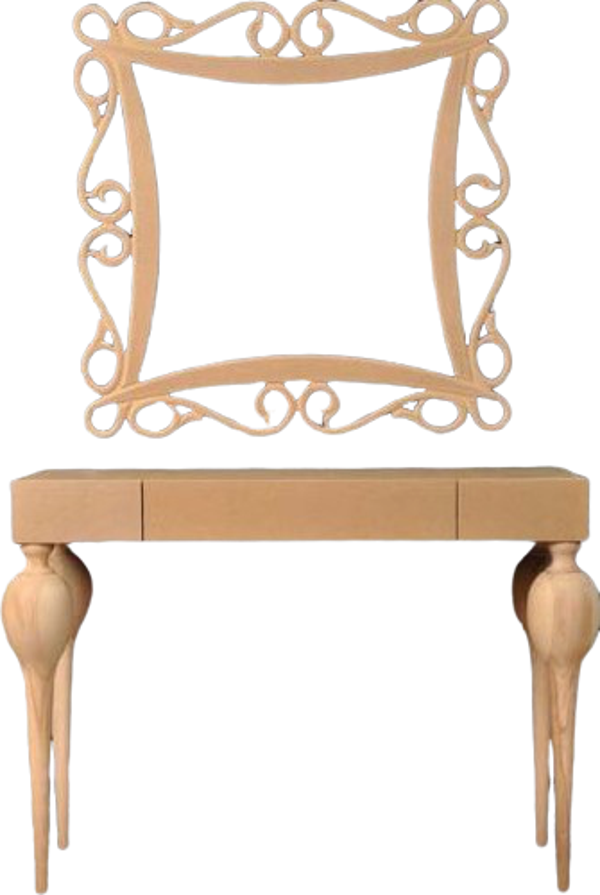 Dresuar 13502 Tombul Model Kayın Retro Ham Ayak MDF Tabla CNC Nakış Ayna Çerçeve  - Image 1