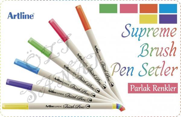 Artline Supreme BRUSH PEN-PARLAK Tonlar 6 Renk Set- (neon ve bright renkler) - Image 1