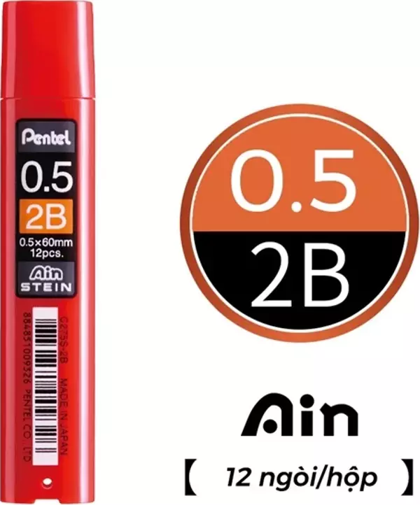 Pentel Ain Stein 0.5mm 2B 12'li Min (Uç) Küçük Kutu / C275S-2B - Image 1