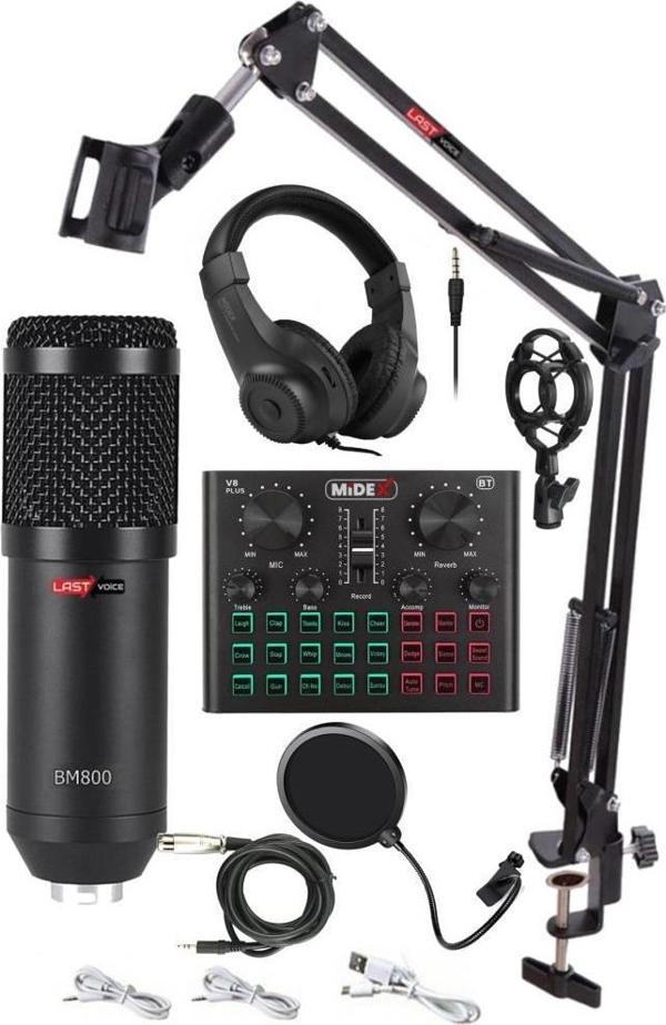 Lastvoice BM800 Live Head Set Efektli Ses Kartı Mikrofon Kulaklık Stand Kayıt Canlı Yayın Seti (PC ve Telefon) - Image 1