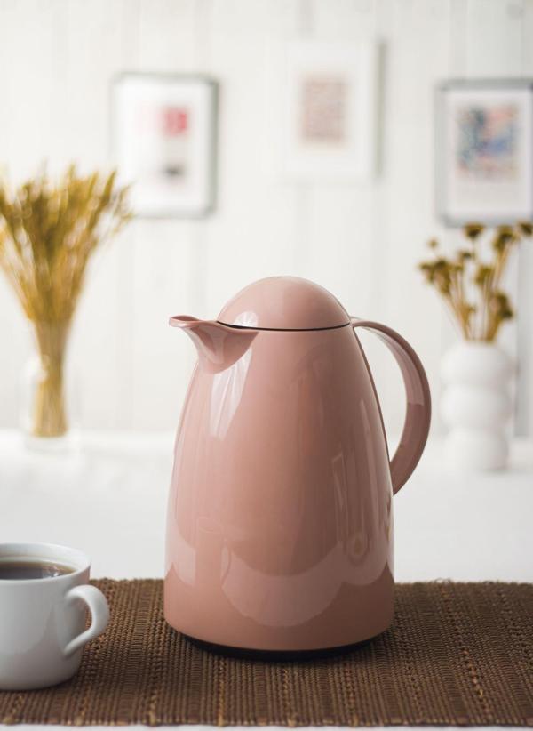 1 Lt Isı Yalıtımlı Çay ve Soğuk Su Termosu Soft Pembe (12 Saat Sıcak Tutar& İçi Camdır) - Image 1