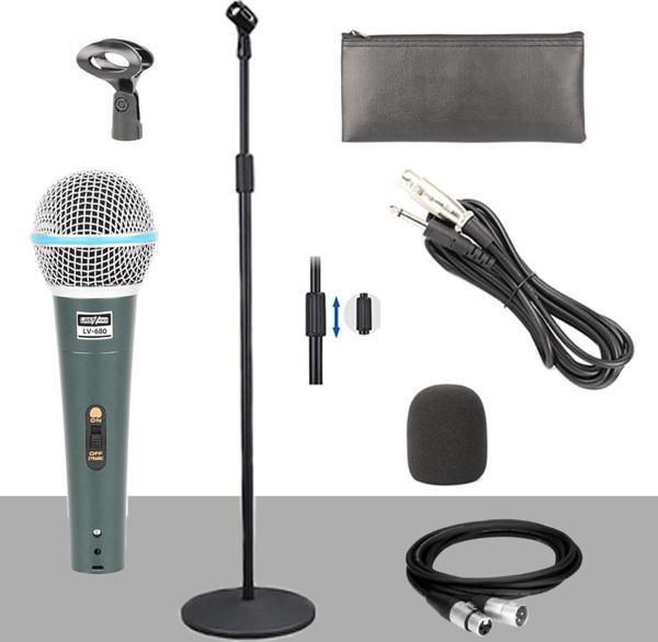 Lastvoice Lv-680STM Kablolu Dinamik Mikrofon Seti (Boy Stand Cüzdan Çift Kablo Sünger Tutacak) - Image 1