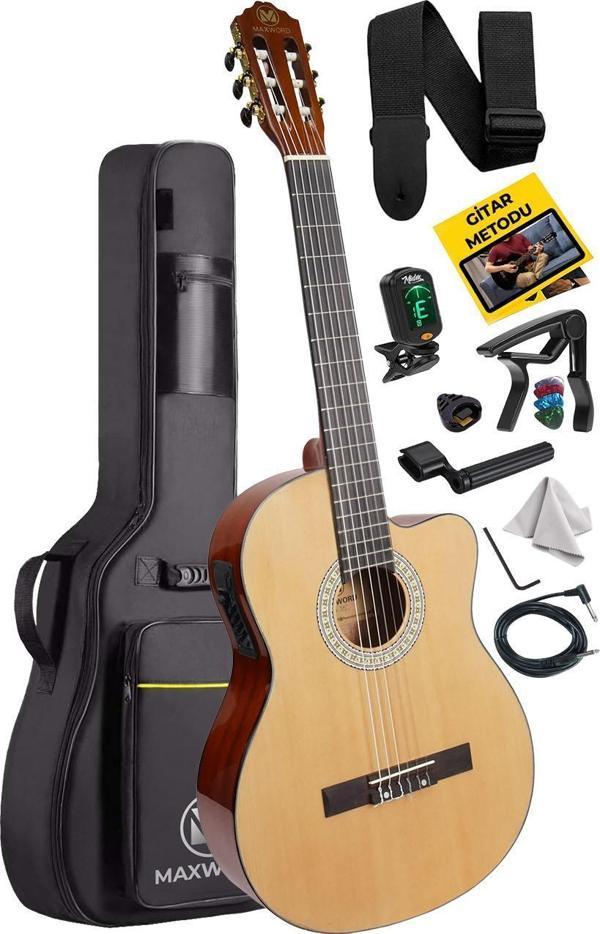 Maxword X47 Profesyonel Masif Ağaç Ekolayzerli Elektro Klasik Gitar Seti 4/4 Üst Segment - Image 1