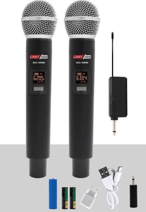 Lastvoice SXC-1099E Şarjlı ÇİFTLİ EL Telsiz Kablosuz Mikrofon UHF - Image 1