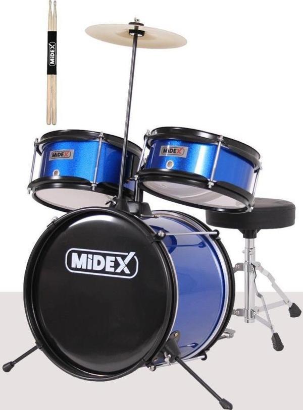 Midex CD300X-BL Akustik Junior Çocuk Baterisi Davulu Seti 5-14 Yaş İçin Full Set - Image 1