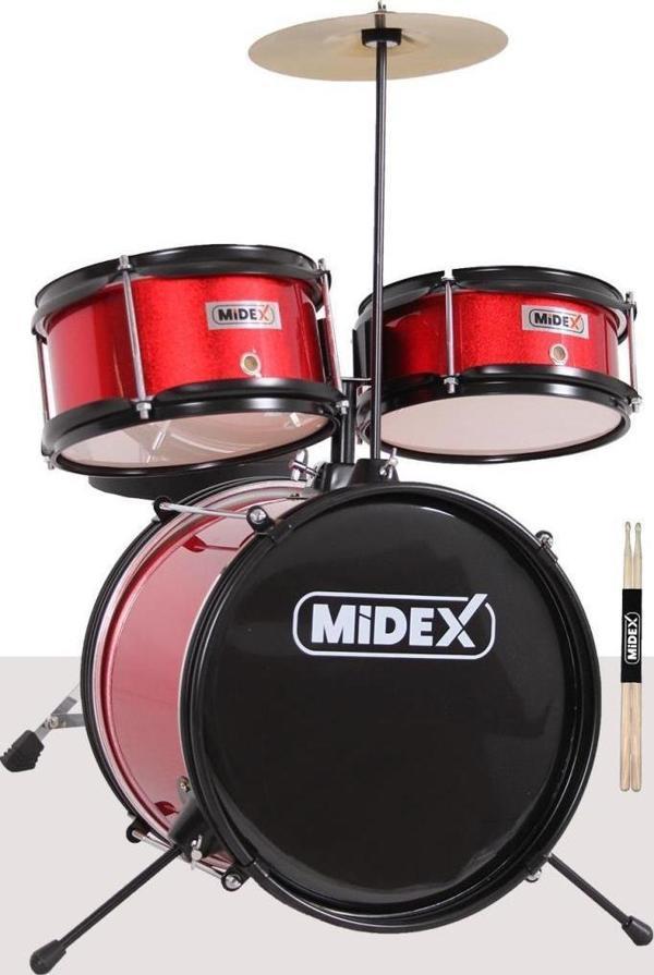 Midex CD300X-RD Akustik Junior Çocuk Baterisi Davulu Seti 5-14 Yaş İçin Full Set - Image 1