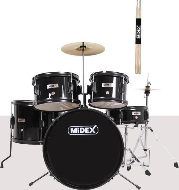 Midex CD500X-BK Akustik Junior Çocuk Baterisi Davul Seti 5-18 Yaş İçin Full Set - Image 1