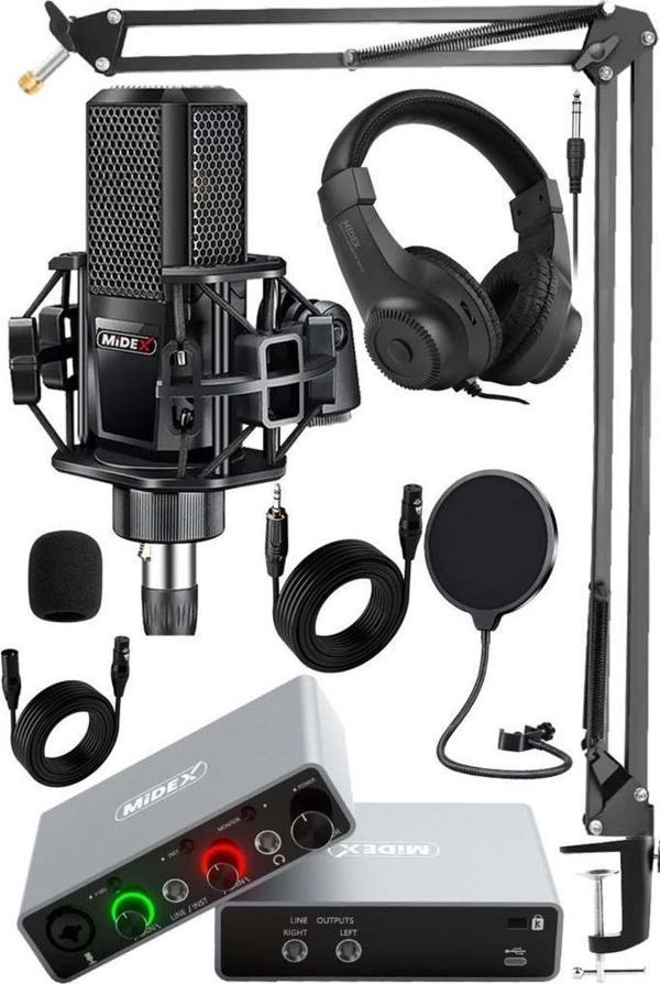 Midex Central-GR Pack-1 Stüdyo Kayıt Ekipmanları GLX-700GR Ses Kartı MX-2020 Stüdyo Mikrofon - Image 1