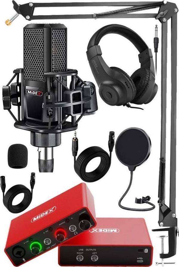 Midex Central-RD Pack-1 Stüdyo Kayıt Ekipmanları GLX-700RD Ses Kartı MX-2020 Stüdyo Mikrofon - Image 1