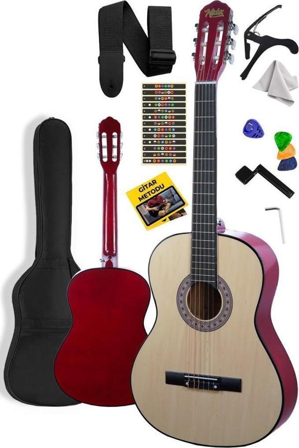 Midex CG-270NT Doğal Renk Klasik Gitar 4/4 Yetişkin Boy Sap Ayarlı Full Set - Image 1