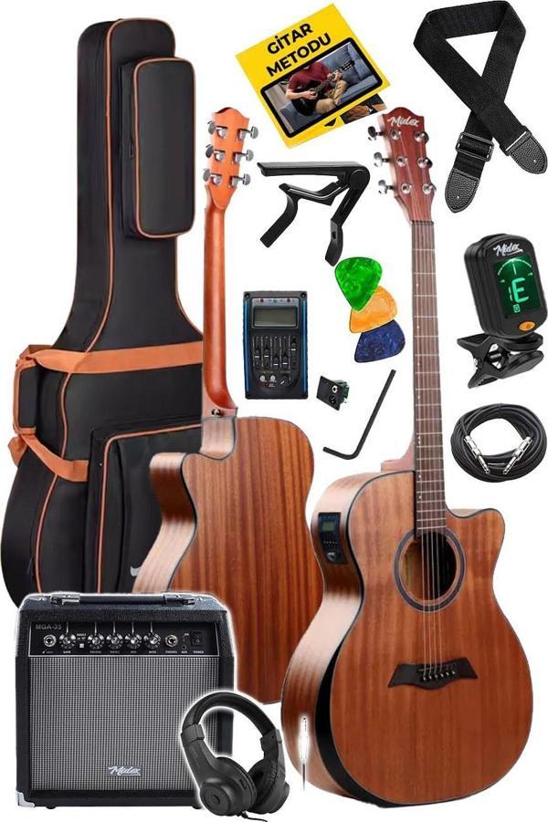 Maxword M450-EQ-AMP Profesyonel Masif Ağaç Amfili Elektro Akustik Gitar Seti üst Segment - Image 1