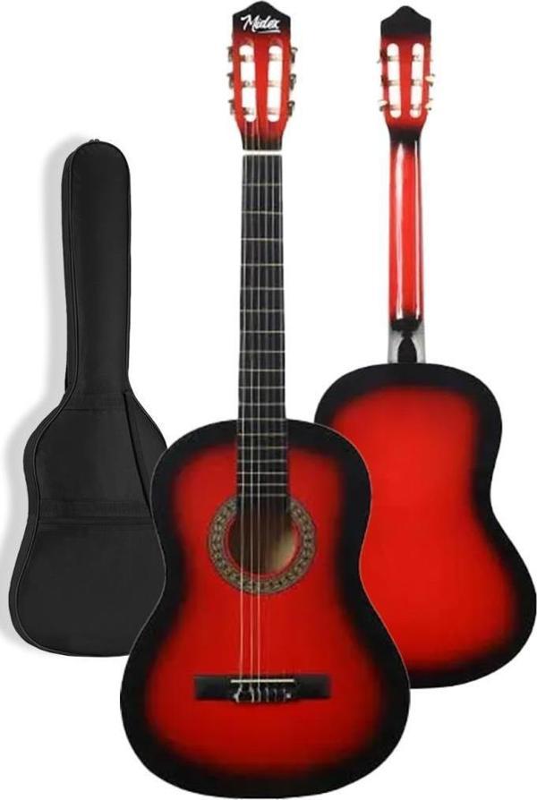 Midex CG-270RD Kırmızı Renk Klasik Gitar 4/4 Yetişkin Boy Sap Ayarlı Full Set - Image 1