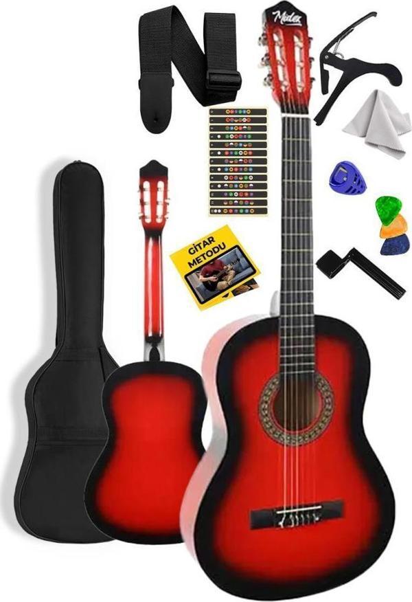 Midex CG-36RD Kaliteli 36 İnç 3/4 Juniur Çocuk Gitarı 8-12 Yaş Arası (Çanta Askı Capo Nota Sticker Pena Metod) - Image 1