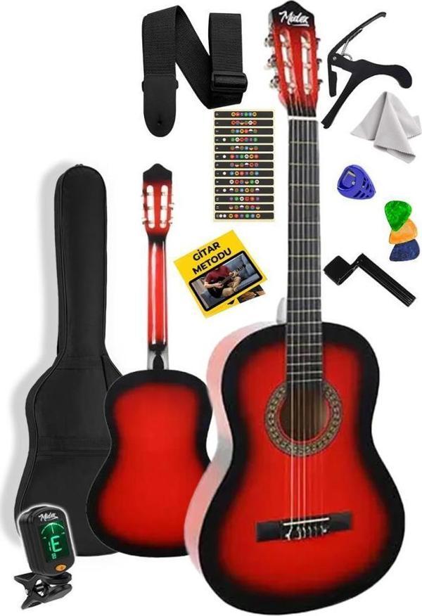 Midex CG-36RD-PAK Kaliteli 36 İnç 3/4 Juniur Çocuk Gitarı 8-12 Yaş Arası (Tuner Çanta Capo Askı Nota Sticker Pena Metod) - Image 1