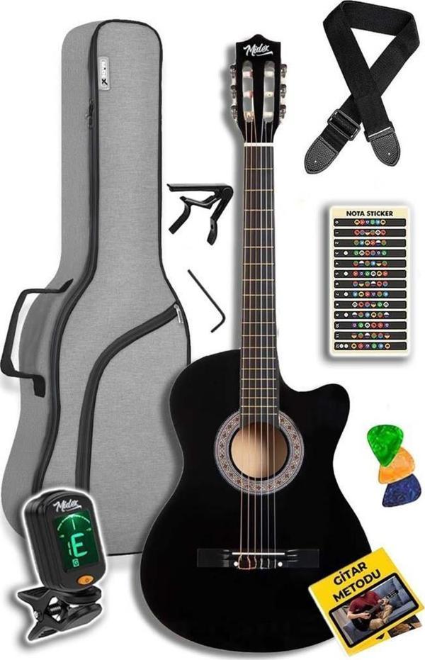 Midex CG-39X-CS Siyah Klasik Gitar 4/4 Kesik Kasa Sap Ayarlı (Gigbag Tuner Askı Capo Pena Metod) - Image 1