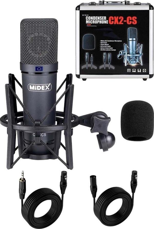 Midex CX2 Yüksek kaliteli Condenser Stüdyo Ses Kayıt Mikrofon Seti Geniş Diyafram - Image 1