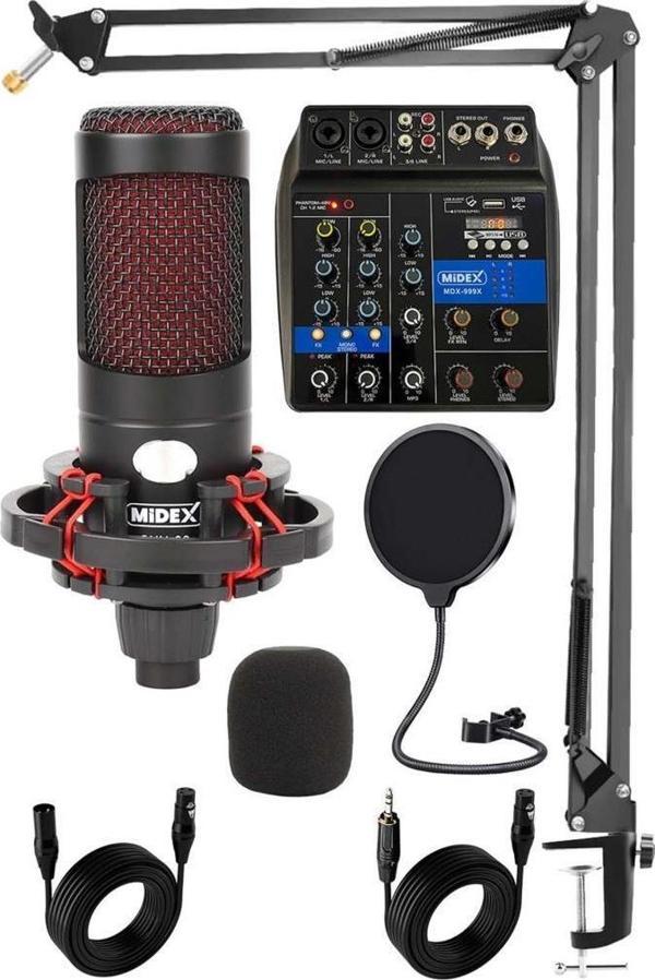 Midex CXN-30 Paket-2 +48V Mikserli Condenser Mikrofon Stand Seti - Image 1
